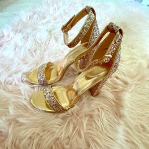 Sequin chunky heel